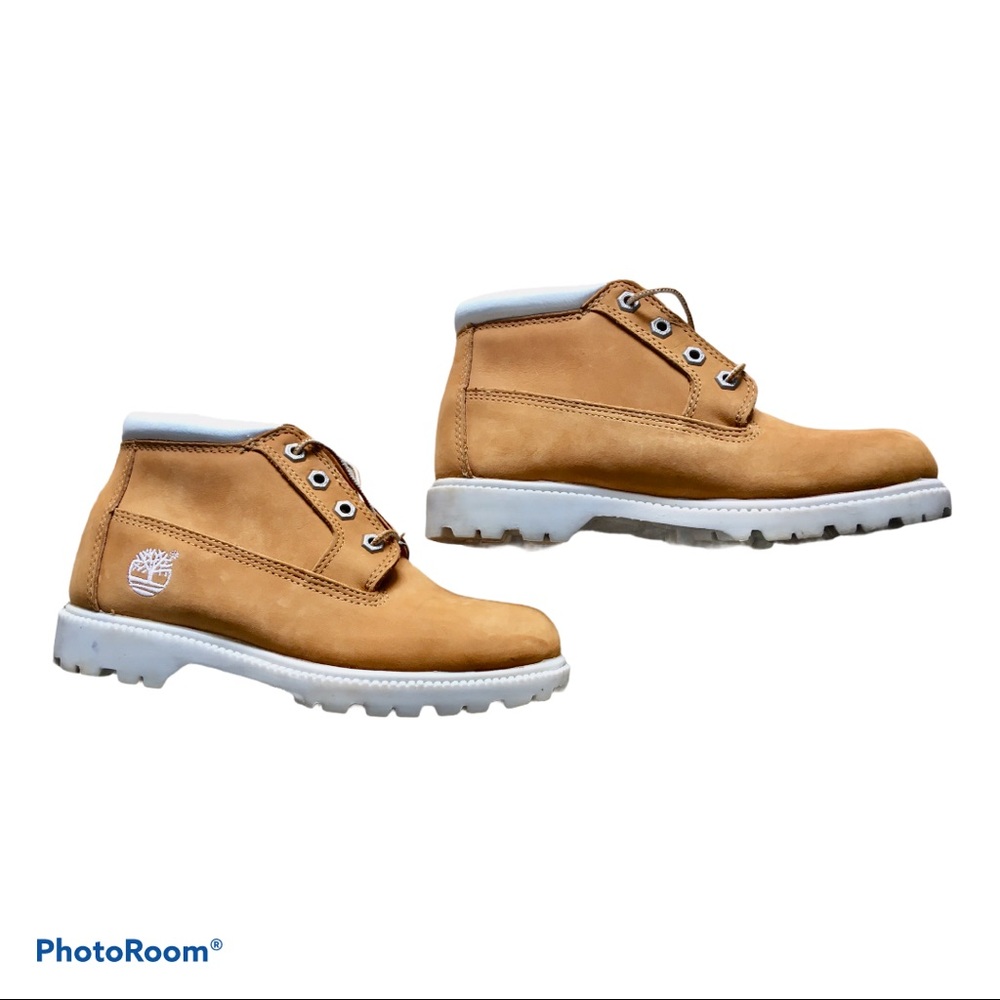 White Sole Mustard Timberlands